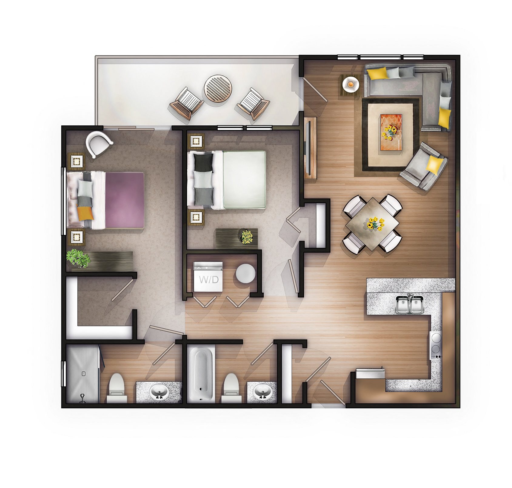 Bellevue Crossing_Chinook_2 Bedroom_2 Bathroom Bellevue Crossing_Chinook_2 Bedroom_2 Bathroom